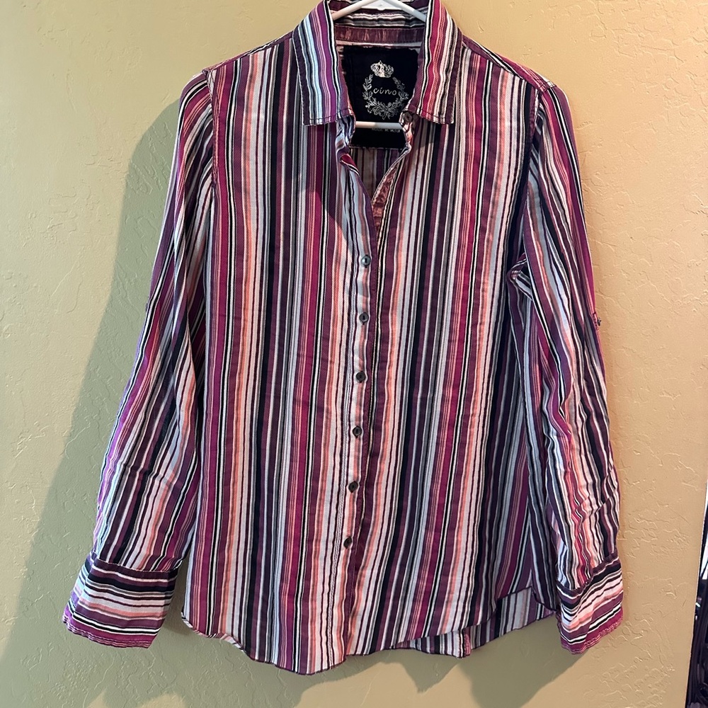 Cino Striped Blouse with Classic Collar